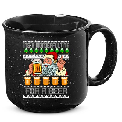 It's A Wonderful Time For A Beer Ugly Christmas Sweater Design 15oz Campfire Ceramic Mug