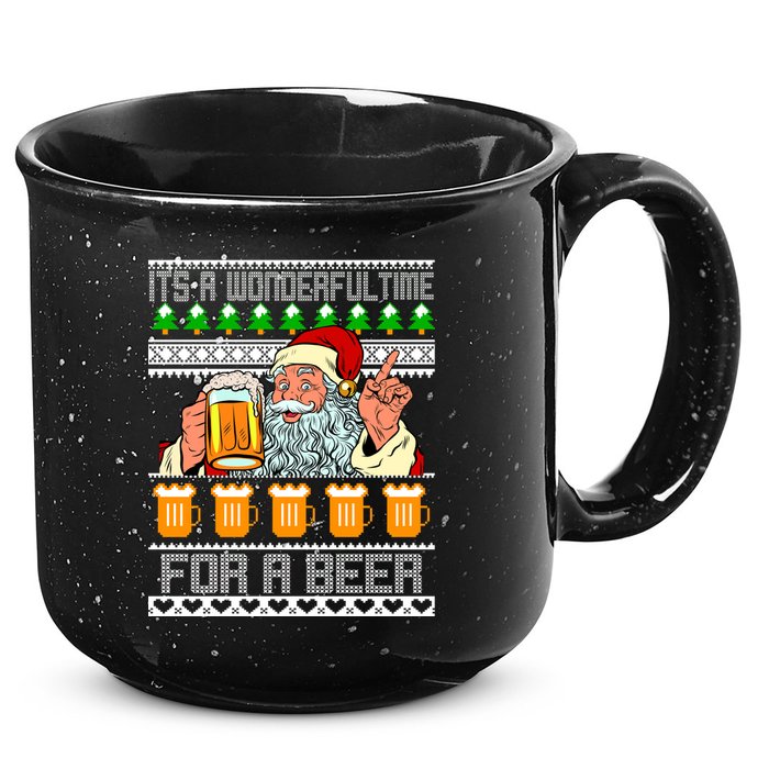 It's A Wonderful Time For A Beer Ugly Christmas Sweater Design 15oz Campfire Ceramic Mug