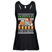 It's A Wonderful Time For A Beer Ugly Christmas Sweater Design Ladies Essential Flowy Tank