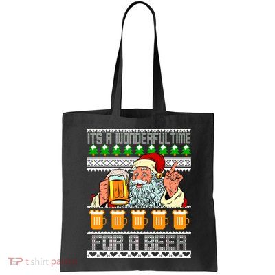 It's A Wonderful Time For A Beer Ugly Christmas Sweater Design Bag