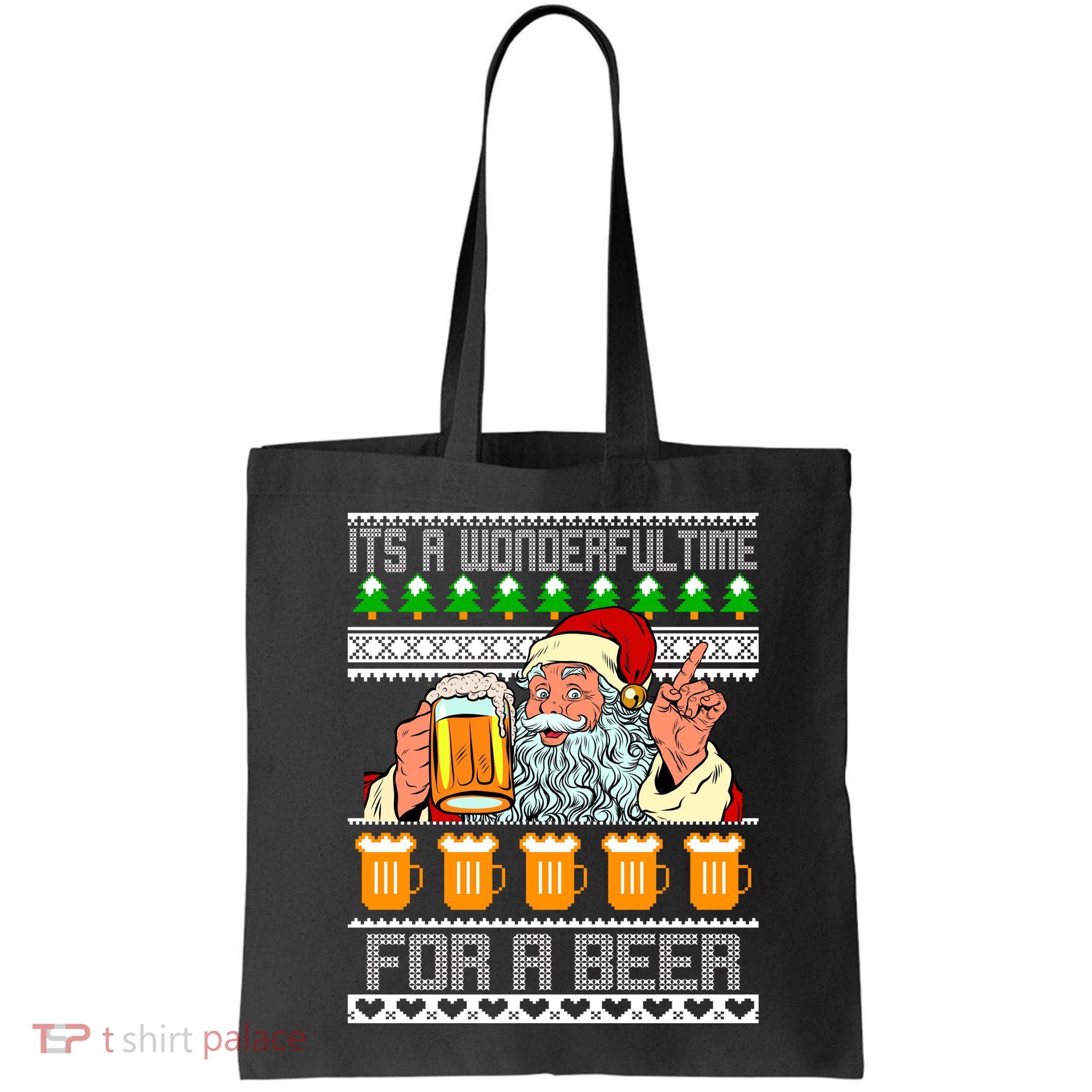 It's A Wonderful Time For A Beer Ugly Christmas Sweater Design Bag