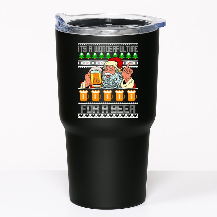It's A Wonderful Time For A Beer Ugly Christmas Sweater Design Tumbler