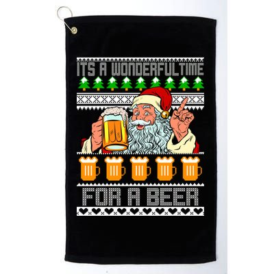 It's A Wonderful Time For A Beer Ugly Christmas Sweater Design Golf Towel