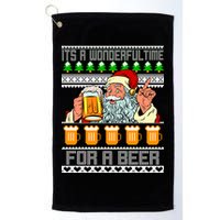 It's A Wonderful Time For A Beer Ugly Christmas Sweater Design Golf Towel