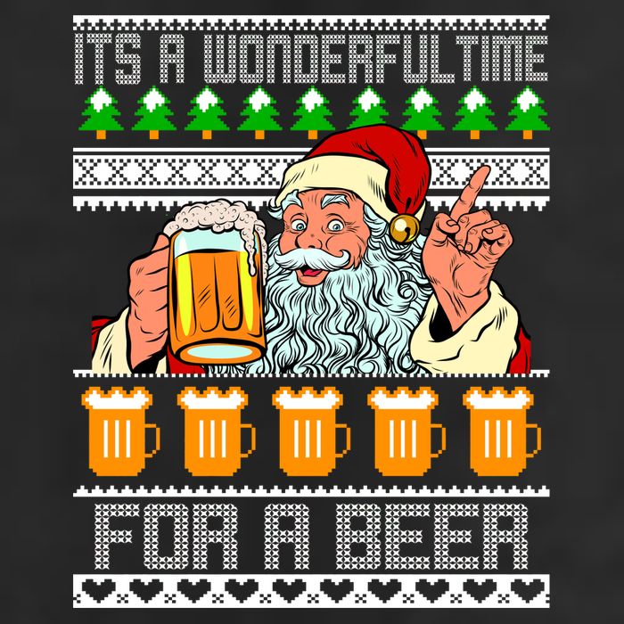 It's A Wonderful Time For A Beer Ugly Christmas Sweater Design Golf Towel