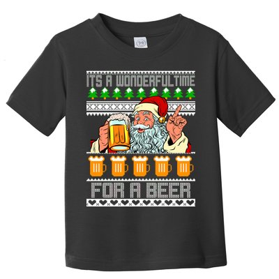 It's A Wonderful Time For A Beer Ugly Christmas Sweater Design Toddler T-Shirt