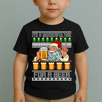 It's A Wonderful Time For A Beer Ugly Christmas Sweater Design Toddler T-Shirt