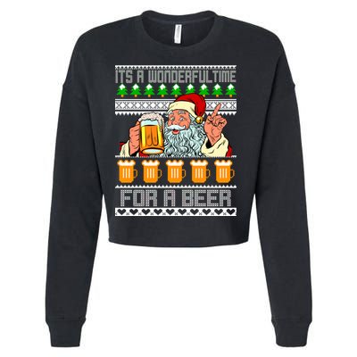 It's A Wonderful Time For A Beer Ugly Christmas Sweater Design Cropped Pullover Crew
