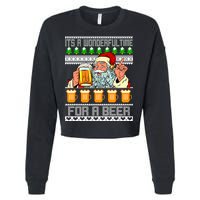 It's A Wonderful Time For A Beer Ugly Christmas Sweater Design Cropped Pullover Crew