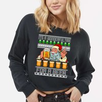 It's A Wonderful Time For A Beer Ugly Christmas Sweater Design Cropped Pullover Crew