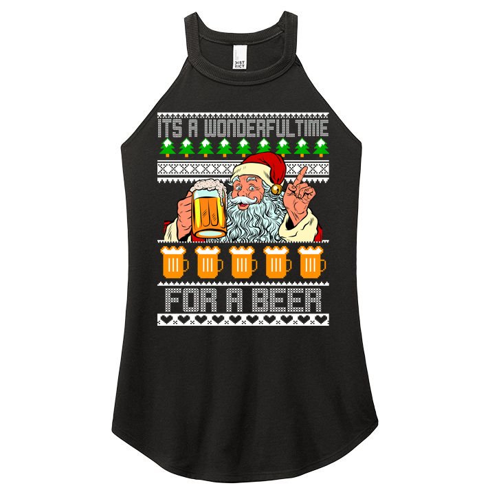 It's A Wonderful Time For A Beer Ugly Christmas Sweater Design Women's Perfect Tri Rocker Tank
