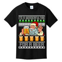 It's A Wonderful Time For A Beer Ugly Christmas Sweater Design Kids T-Shirt