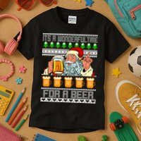 It's A Wonderful Time For A Beer Ugly Christmas Sweater Design Kids T-Shirt