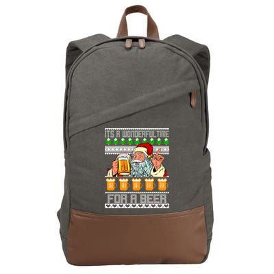 It's A Wonderful Time For A Beer Ugly Christmas Sweater Design Cotton Canvas Backpack