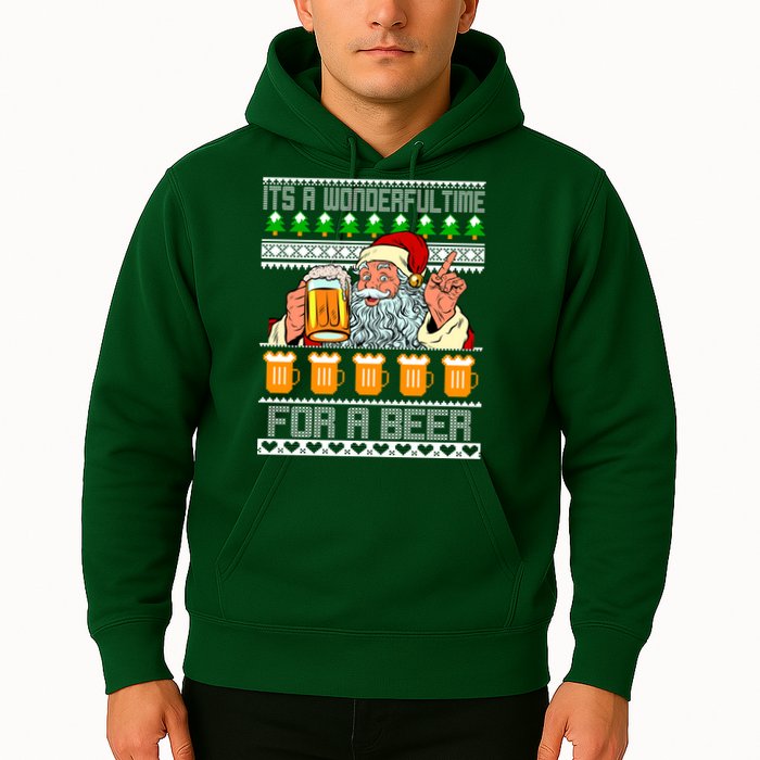 It's A Wonderful Time For A Beer Ugly Christmas Sweater Design Hoodie