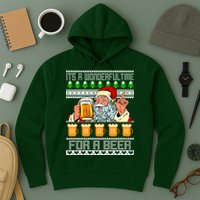 It's A Wonderful Time For A Beer Ugly Christmas Sweater Design Hoodie