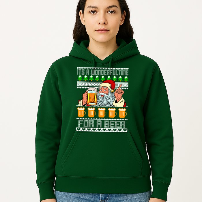 It's A Wonderful Time For A Beer Ugly Christmas Sweater Design Hoodie