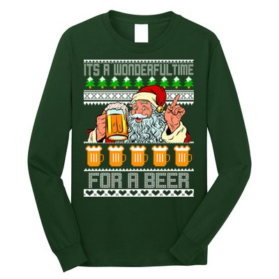 It's A Wonderful Time For A Beer Ugly Christmas Sweater Design Long Sleeve Shirt