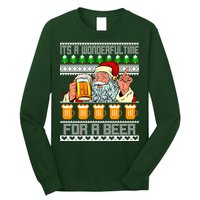 It's A Wonderful Time For A Beer Ugly Christmas Sweater Design Long Sleeve Shirt