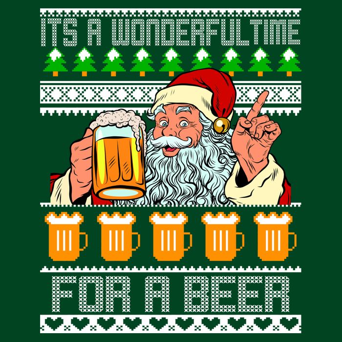 It's A Wonderful Time For A Beer Ugly Christmas Sweater Design Apron