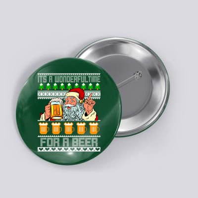 It's A Wonderful Time For A Beer Ugly Christmas Sweater Design Button