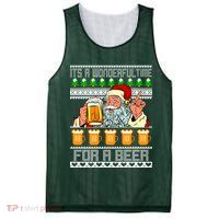 It's A Wonderful Time For A Beer Ugly Christmas Sweater Design Mesh Reversible Basketball Jersey Tank