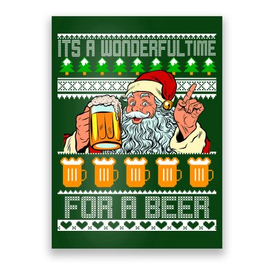 It's A Wonderful Time For A Beer Ugly Christmas Sweater Design Poster