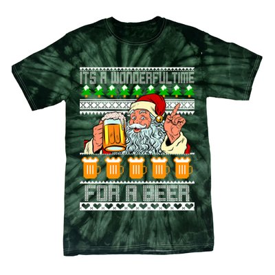 It's A Wonderful Time For A Beer Ugly Christmas Sweater Design Tie-Dye T-Shirt