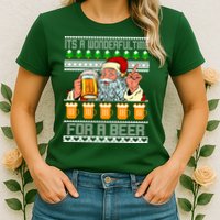 It's A Wonderful Time For A Beer Ugly Christmas Sweater Design Womens T-Shirt