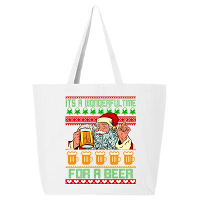 It's A Wonderful Time For A Beer Ugly Christmas Sweater Design 25L Jumbo Tote