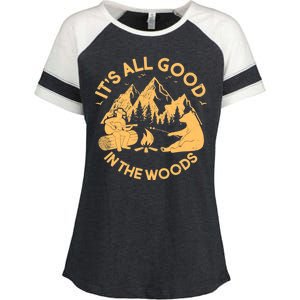 It's All Good In The Woods Wilderness Camping Enza Ladies Jersey Colorblock Tee