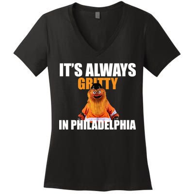 It's Always Gritty In Philadelphia Women's V-Neck T-Shirt