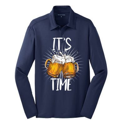 It's Beer Time Silk Touch Performance Long Sleeve Polo