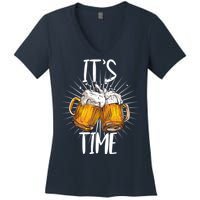 It's Beer Time Women's V-Neck T-Shirt