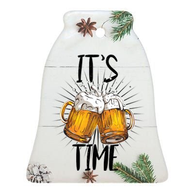 It's Beer Time Ceramic Bell Ornament