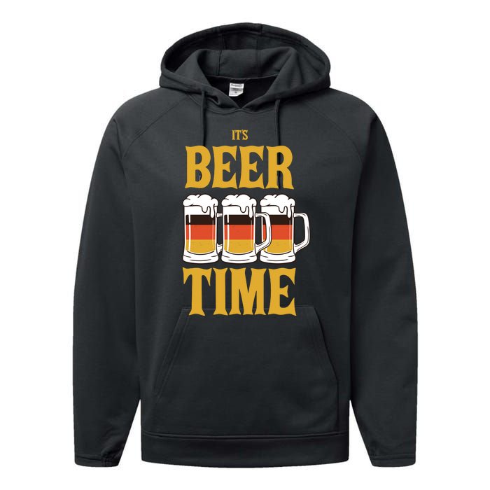 It's Beer Time German Flag Performance Fleece Hoodie