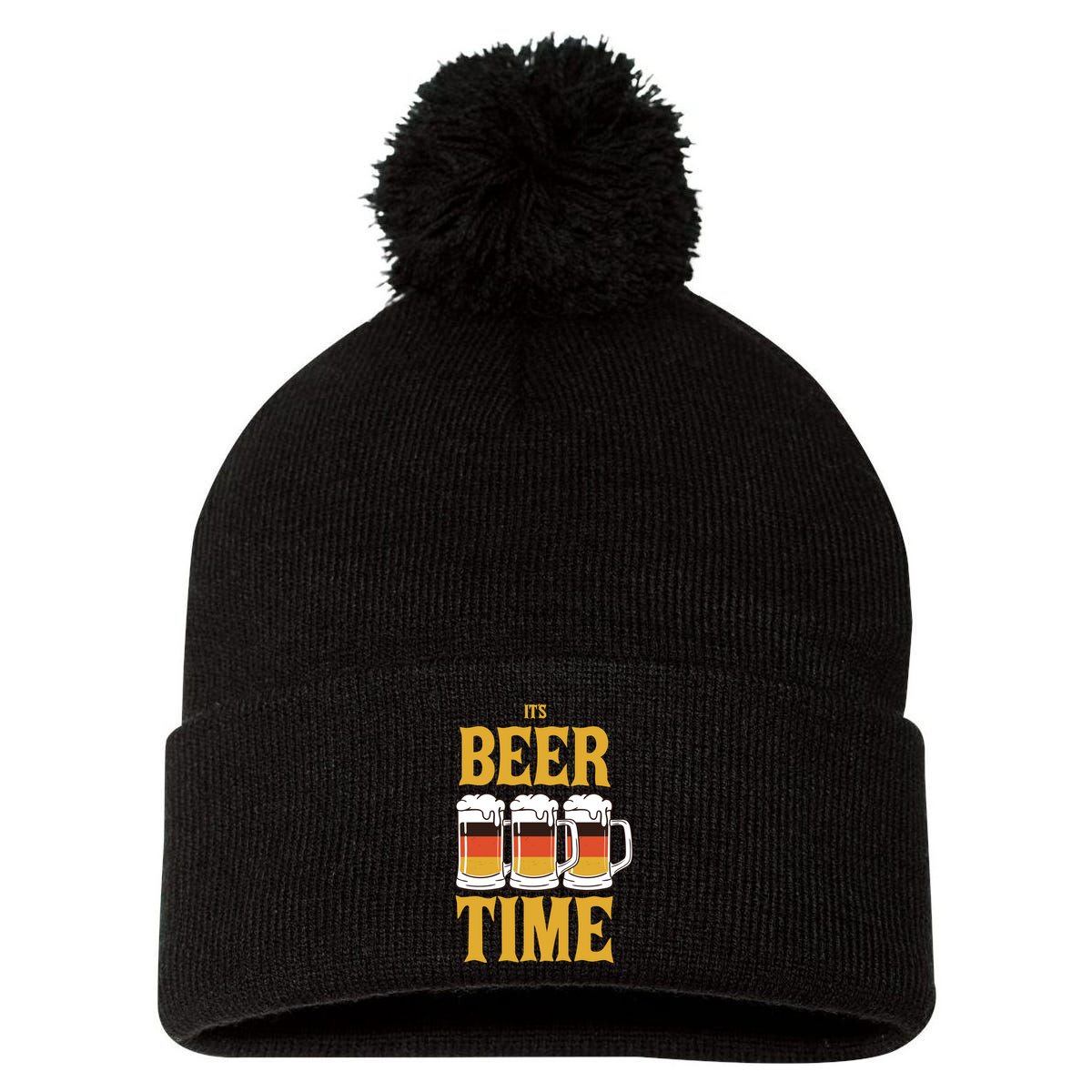 It's Beer Time German Flag Pom Pom 12in Knit Beanie