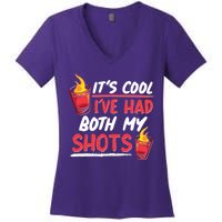It's Cool I've Had Both My Shots Flaming Drinks Women's V-Neck T-Shirt