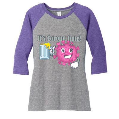 It's Corona Time Virus Women's Tri-Blend 3/4-Sleeve Raglan Shirt