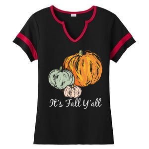 It's Fall Y'all Pumpkin Illustration Ladies Halftime Notch Neck Tee