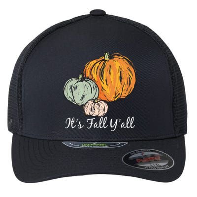 It's Fall Y'all Pumpkin Illustration Flexfit Unipanel Trucker Cap