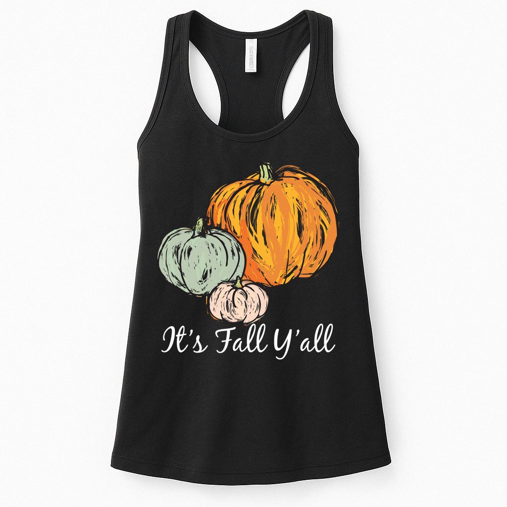It's Fall Y'all Pumpkin Illustration Womens Tank Top