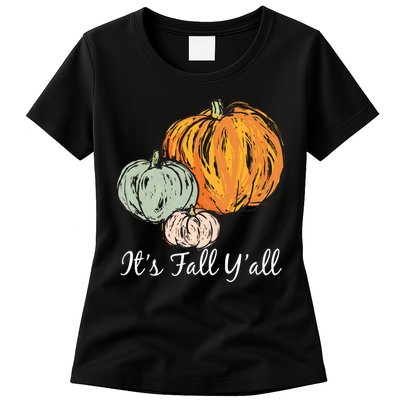 It's Fall Y'all Pumpkin Illustration Womens T-Shirt