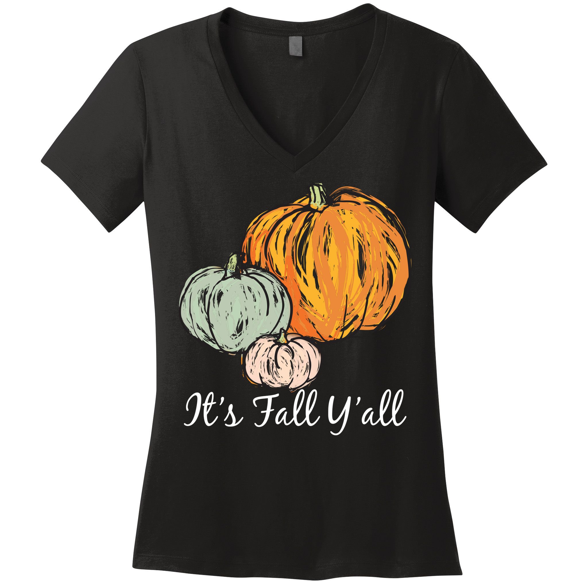 It's Fall Y'all Pumpkin Illustration Women's V-Neck T-Shirt