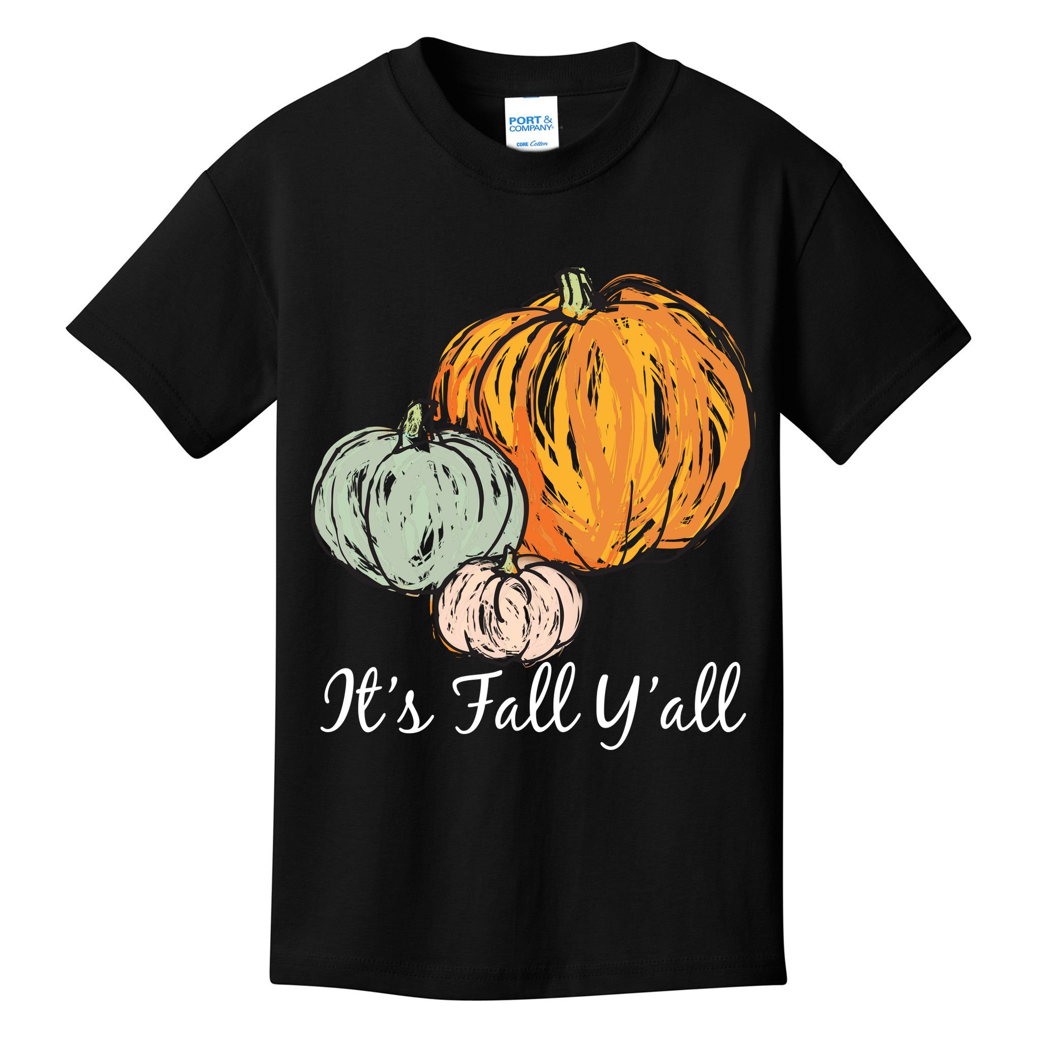 It's Fall Y'all Pumpkin Illustration Kids T-Shirt