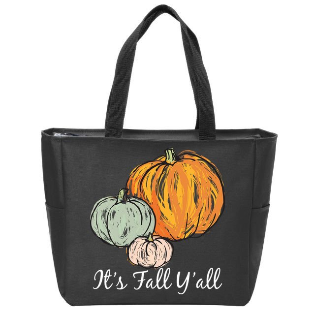 It's Fall Y'all Pumpkin Illustration Zip Tote Bag