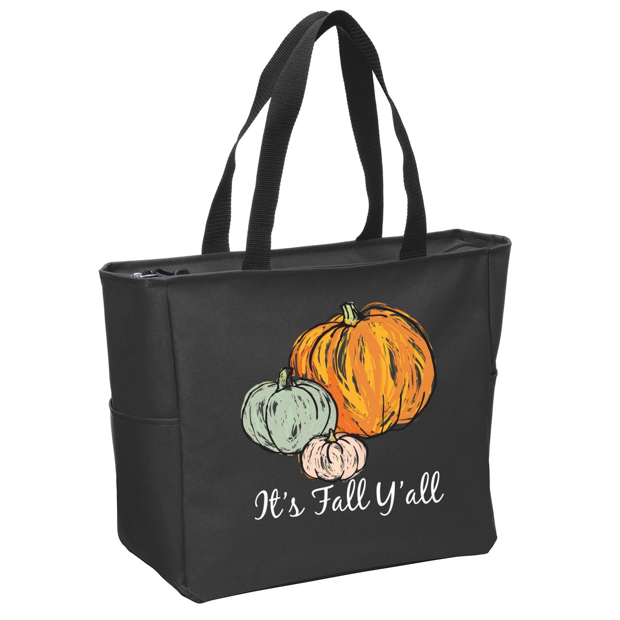 It's Fall Y'all Pumpkin Illustration Zip Tote Bag