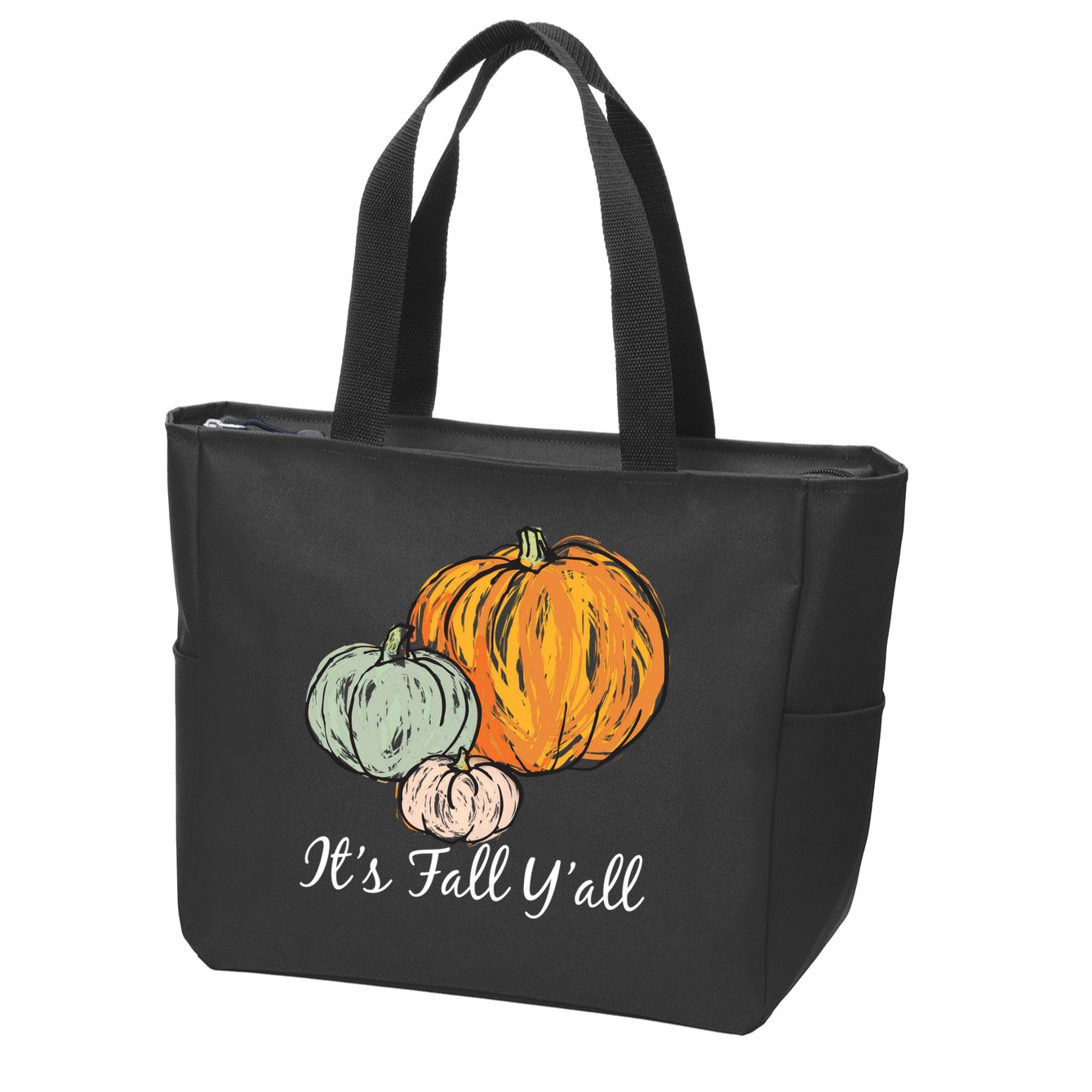 It's Fall Y'all Pumpkin Illustration Zip Tote Bag