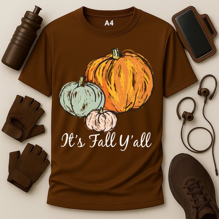 It's Fall Y'all Pumpkin Illustration Cooling Performance Crew T-Shirt