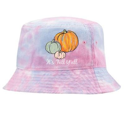 It's Fall Y'all Pumpkin Illustration Tie-Dyed Bucket Hat